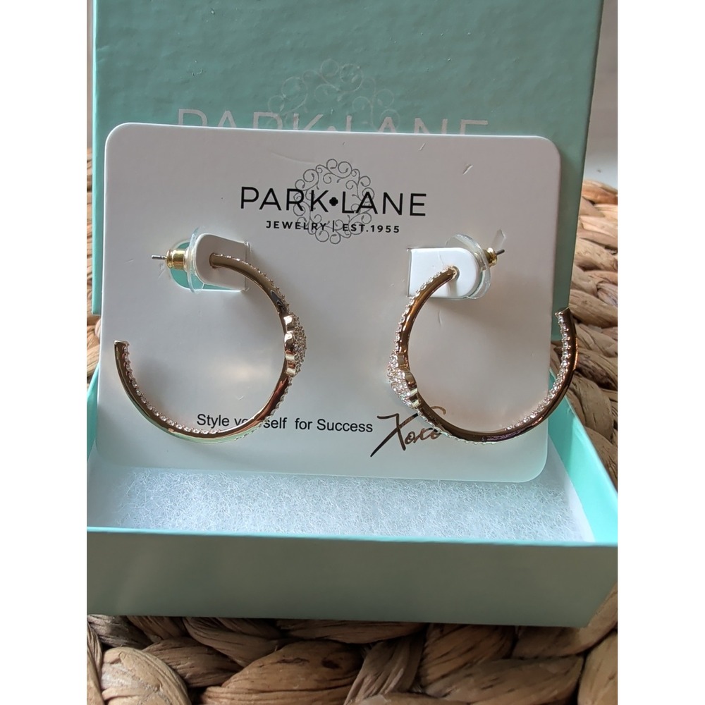 Park Lane Queenie Earrings Gold Tone Micro Pave CRYSTALS NWT